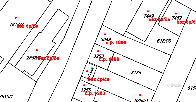 Kolín V 1190, Kolín na parcele st. 3253 v KÚ Kolín, Katastrální mapa