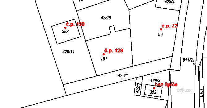 Luby 129, Klatovy na parcele st. 161 v KÚ Luby, Katastrální mapa
