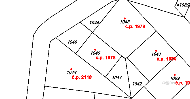 Vinohrady 1978, Praha na parcele st. 1045 v KÚ Vinohrady, Katastrální mapa