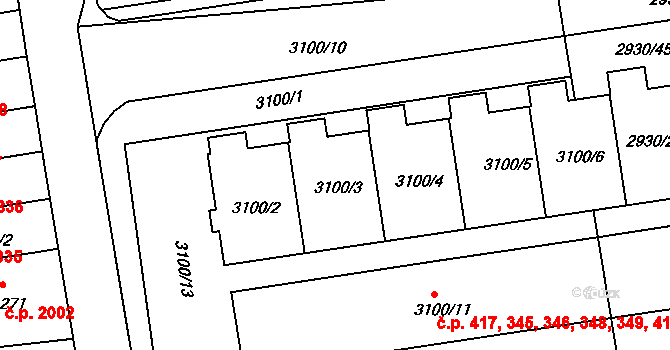 Žižkov 346, Praha na parcele st. 3100/3 v KÚ Žižkov, Katastrální mapa
