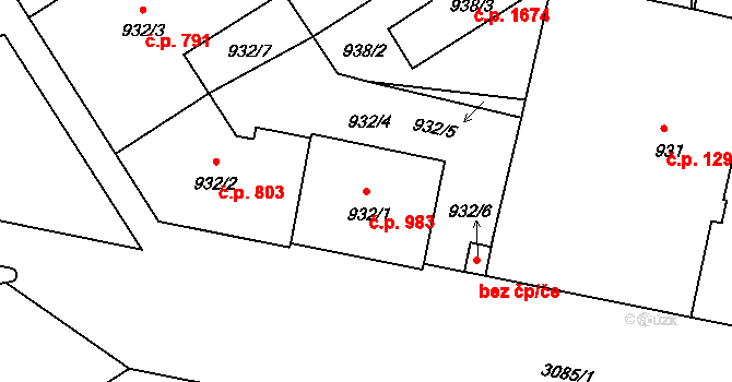 Nusle 983, Praha na parcele st. 932/1 v KÚ Nusle, Katastrální mapa