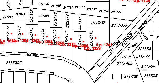 Chodov 1229, Praha na parcele st. 2117/246 v KÚ Chodov, Katastrální mapa