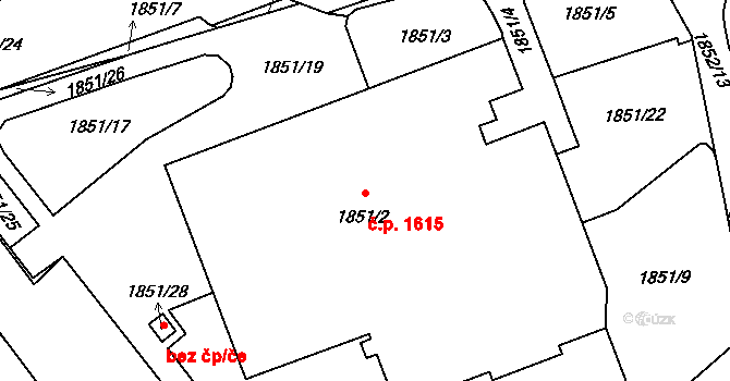 Stodůlky 1615, Praha na parcele st. 1851/2 v KÚ Stodůlky, Katastrální mapa
