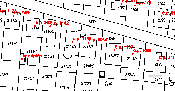 Suchdol 1064, Praha na parcele st. 2118/2 v KÚ Suchdol, Katastrální mapa