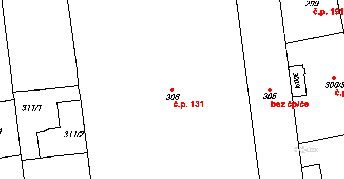 Karlín 131, Praha na parcele st. 306 v KÚ Karlín, Katastrální mapa