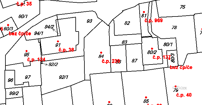 Vršovice 239, Praha na parcele st. 84 v KÚ Vršovice, Katastrální mapa