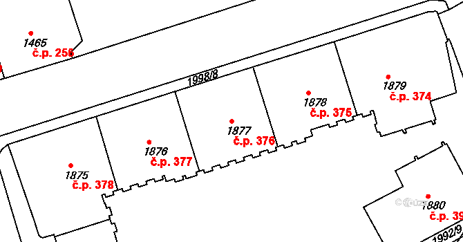 Horní Předměstí 374,375,376,377,378,, Trutnov na parcele st. 1877 v KÚ Trutnov, Katastrální mapa