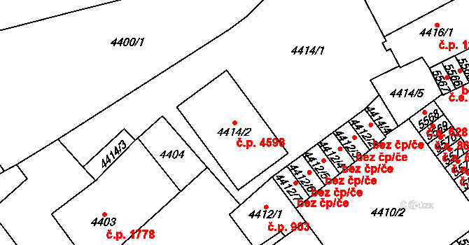 Chomutov 4598 na parcele st. 4414/2 v KÚ Chomutov I, Katastrální mapa