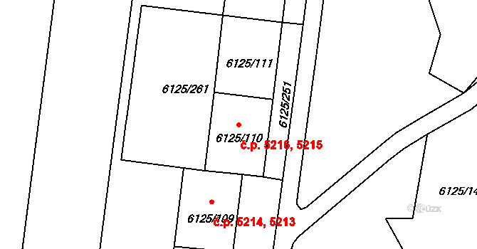 Chomutov 5215,5216 na parcele st. 6125/110 v KÚ Chomutov I, Katastrální mapa