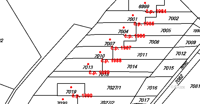 Vsetín 1988 na parcele st. 7010 v KÚ Vsetín, Katastrální mapa