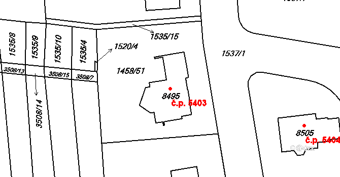 Zlín 5403 na parcele st. 8495 v KÚ Zlín, Katastrální mapa
