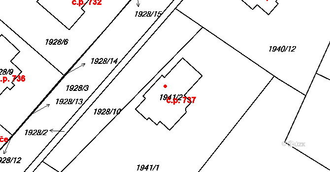 Semily 737 na parcele st. 1941/2 v KÚ Semily, Katastrální mapa