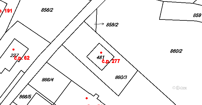 Kunčice 277, Letohrad na parcele st. 481 v KÚ Kunčice u Letohradu, Katastrální mapa