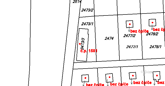 Příbor 1581 na parcele st. 2473/3 v KÚ Příbor, Katastrální mapa