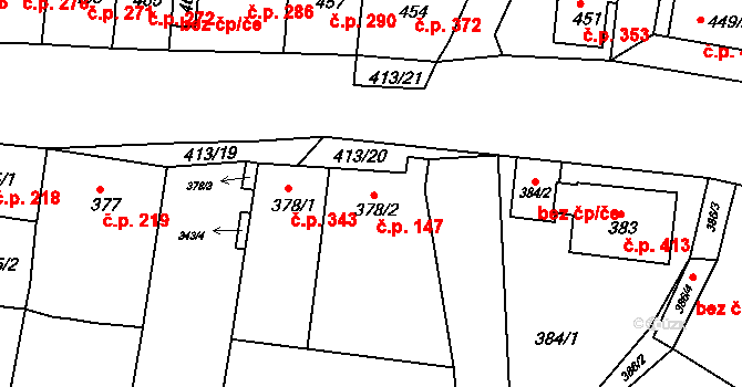 Nosislav 147 na parcele st. 378/2 v KÚ Nosislav, Katastrální mapa