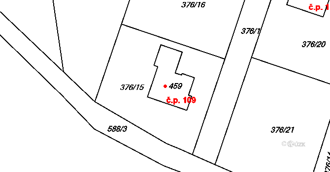 Horoušany 109 na parcele st. 459 v KÚ Horoušany, Katastrální mapa
