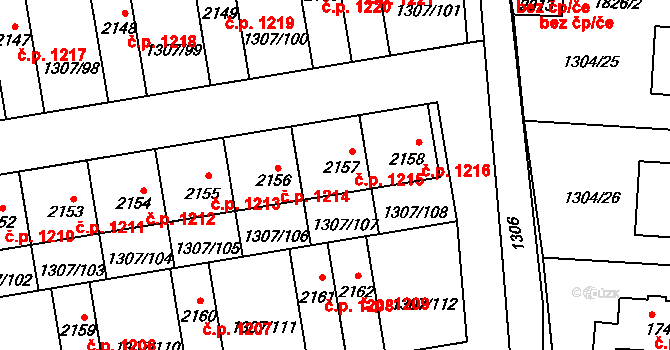 Unhošť 1215 na parcele st. 2157 v KÚ Unhošť, Katastrální mapa