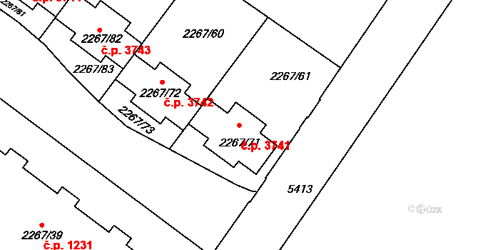 Znojmo 3741 na parcele st. 2267/71 v KÚ Znojmo-město, Katastrální mapa