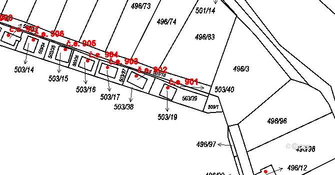 Mikulovice 901, Klášterec nad Ohří na parcele st. 503/19 v KÚ Mikulovice u Vernéřova, Katastrální mapa