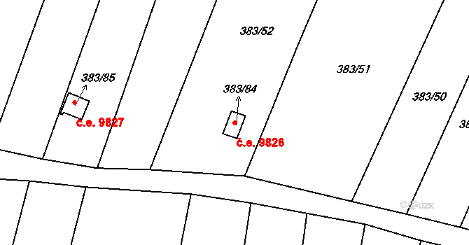 Děčín VII-Chrochvice 9826, Děčín na parcele st. 383/84 v KÚ Chrochvice, Katastrální mapa