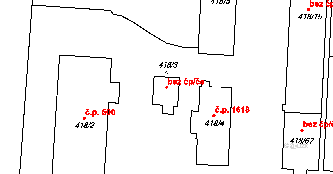 Bzenec 38706261 na parcele st. 418/3 v KÚ Bzenec, Katastrální mapa