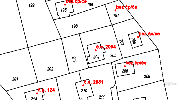 Dolní Těrlicko 2054, Těrlicko na parcele st. 204 v KÚ Dolní Těrlicko, Katastrální mapa