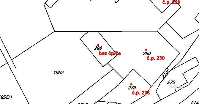 Hrabišín 38978261 na parcele st. 298 v KÚ Hrabišín, Katastrální mapa