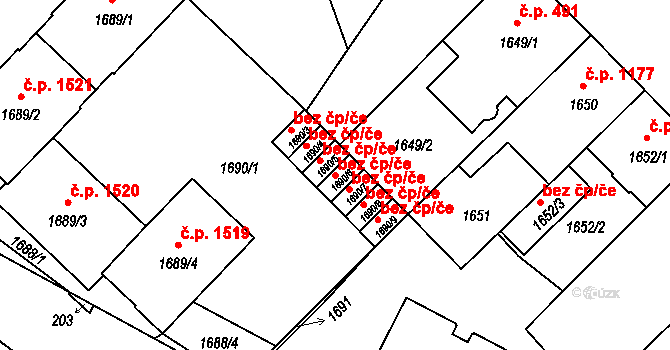Praha 40377261 na parcele st. 1690/6 v KÚ Nusle, Katastrální mapa