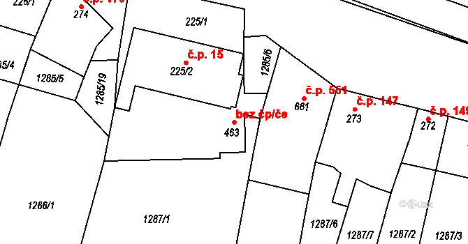 Dolní Němčí 41048261 na parcele st. 463 v KÚ Dolní Němčí, Katastrální mapa