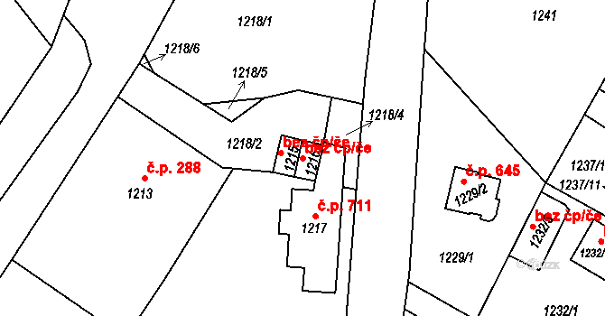 Velké Losiny 41743261 na parcele st. 1216 v KÚ Velké Losiny, Katastrální mapa