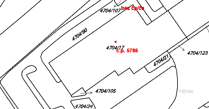 Chomutov 41963261 na parcele st. 4704/17 v KÚ Chomutov I, Katastrální mapa