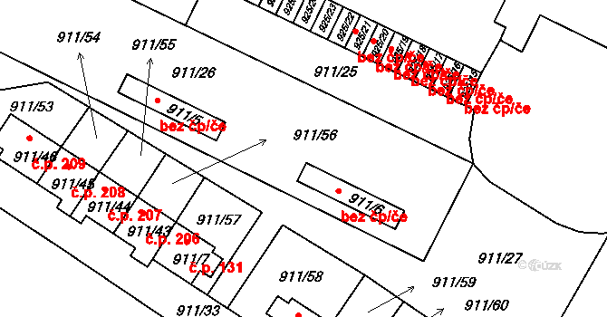 Homole 42139261 na parcele st. 911/6 v KÚ Homole, Katastrální mapa