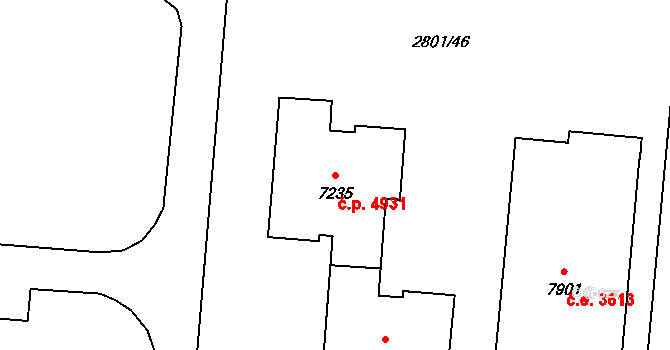 Zlín 4931 na parcele st. 7235 v KÚ Zlín, Katastrální mapa
