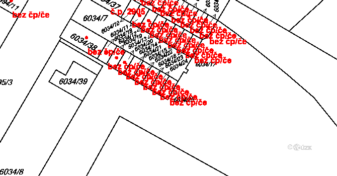 Přerov 43832261 na parcele st. 6034/25 v KÚ Přerov, Katastrální mapa