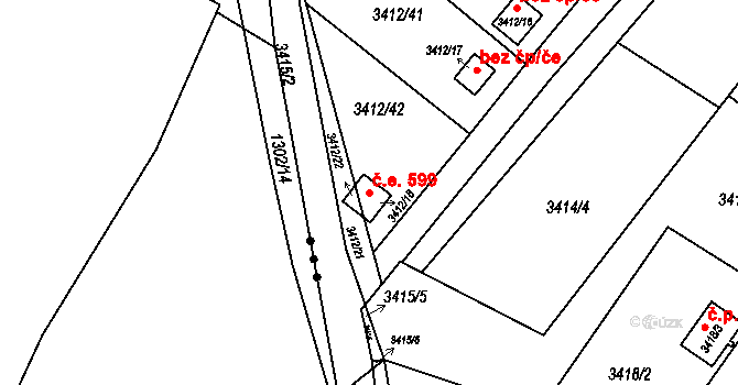 Orlová 43959261 na parcele st. 3412/18 v KÚ Horní Lutyně, Katastrální mapa