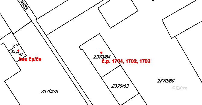 Předměstí 1702,1703,1704, Opava na parcele st. 2370/64 v KÚ Opava-Předměstí, Katastrální mapa