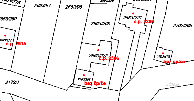 Předměstí 2366, Opava na parcele st. 2663/222 v KÚ Opava-Předměstí, Katastrální mapa