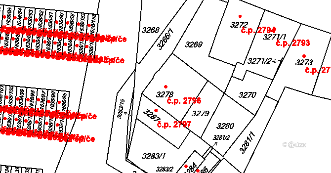 Předměstí 2796, Opava na parcele st. 3278 v KÚ Opava-Předměstí, Katastrální mapa