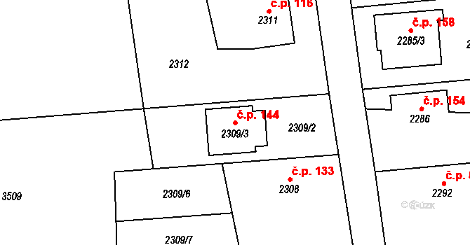 Borová 144, Bolatice na parcele st. 2309/3 v KÚ Bolatice, Katastrální mapa