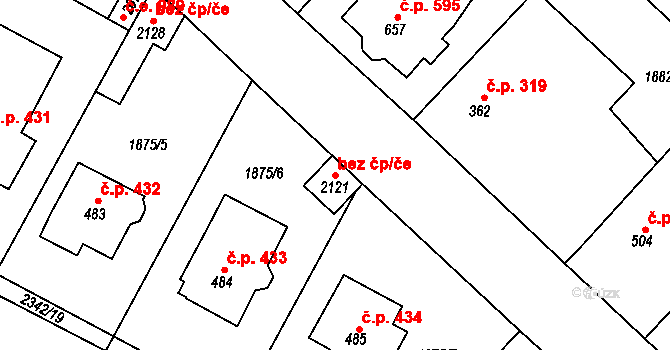 Tišnov 46065261 na parcele st. 2121 v KÚ Tišnov, Katastrální mapa