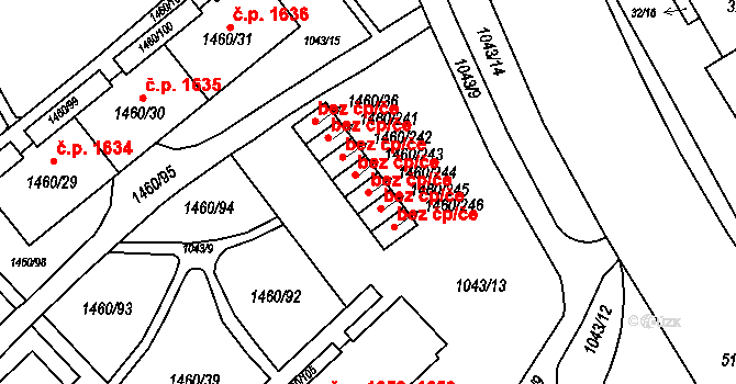 Frýdek-Místek 46447261 na parcele st. 1460/244 v KÚ Místek, Katastrální mapa