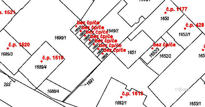 Praha 46702261 na parcele st. 1690/9 v KÚ Nusle, Katastrální mapa