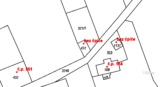Jílové 47286261 na parcele st. 431 v KÚ Jílové u Děčína, Katastrální mapa