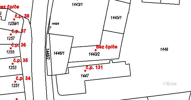 Dačice 47529261 na parcele st. 1443/2 v KÚ Dačice, Katastrální mapa