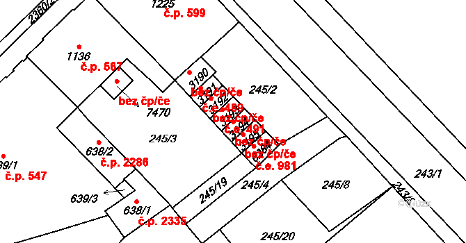 Cheb 49925261 na parcele st. 3194 v KÚ Cheb, Katastrální mapa