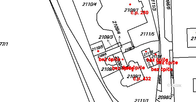 Praha 50060261 na parcele st. 2110/5 v KÚ Braník, Katastrální mapa