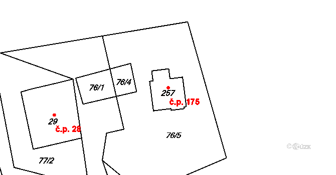 Bobr 175, Žacléř na parcele st. 257 v KÚ Bobr, Katastrální mapa