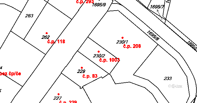 Hronov 1003 na parcele st. 230/2 v KÚ Hronov, Katastrální mapa