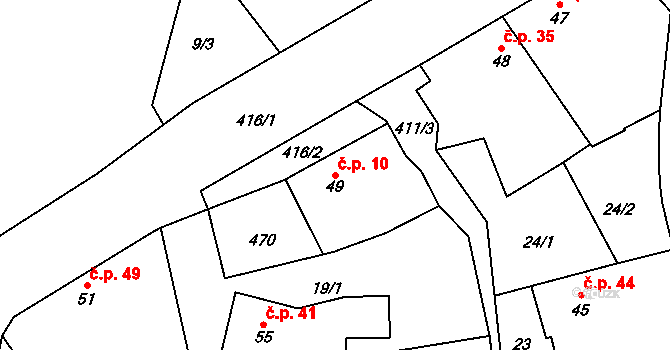 Chacholice 10, Chrast na parcele st. 49 v KÚ Chacholice, Katastrální mapa