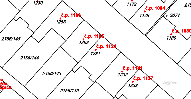 Choceň 1124 na parcele st. 1231 v KÚ Choceň, Katastrální mapa